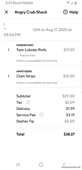 Reseña del consumidor - Seguridad alimentaria Angry Crab Shack, West Hunt Highway, San Tan Valley, AZ, USA We ate a twin Lobster roll and fried Cl... foto #1