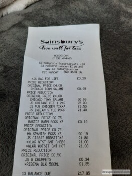 Verbraucherbewertung – Lebensmittelsicherheit Sainsbury's, Brewery Road, Hoddesdon, UK I bought a curry from there on friday 21st August, I ate th... Foto #2