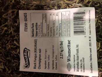 Retiro de alimentos Shirakiku brand Black Fungus (Kikurage) - recalled due to Salmonella The CFIA announced the recall o... foto #2