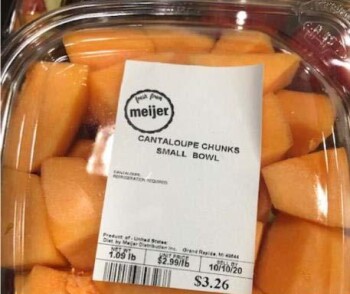 Food Recall Meijer Whole Cantaloupe, Select Cut Cantaloupe Fruit Trays & Bowls - recalled due to Salmonella Comp... Foto #1