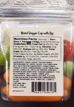 Food Recall Russ Davis Wholesale Mixed Veggie Cup with Dip - recalled due to Undeclared egg Company name: Russ D... photo #1