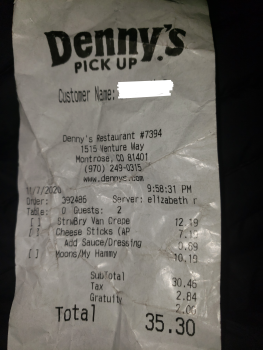Avis du consommateur - Sécurité alimentaire Denny's, Venture Way, Montrose, CO, USA A girlfriend and I went there around 9:30 PM. It wasn't very... photo #2