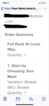 Avaliação do consumidor - Segurança alimentar What The Heck Barbecue Catering Co., Scott Drive, Sterling, VA, USA BBQ Picked up pre ordered food f... foto #1