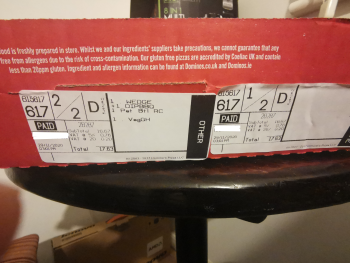 Reseña del consumidor - Seguridad alimentaria Domino's Pizza - Norwich - North, Waterloo Road, Norwich, UK Hey. So I ordered large vegan pizza wit... foto #4