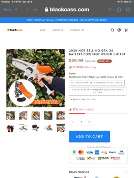 Facebook Blackcass handheld chainsaw, False advertising photo #1