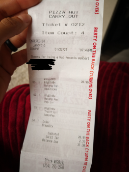 Consumer Review - Food Safety Pizza Hut, 7150 West Adams Avenue, Temple, TX, USA Ordered the big dinner box from there last night... photo #1