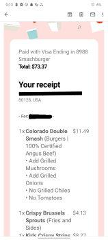 Consumer Review - Food Safety Smashburger, West Crestline Avenue, Littleton, CO, USA delivered by doordash Only I got a burger. I... photo #2