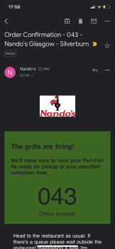 消费者评论 - 食品安全 Nando's Glasgow - Silverburn, City, Glasgow, UK I went there on Monday 22/3/21 with my boyfriend we... 照片 #1