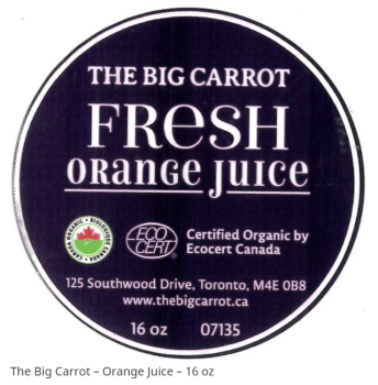 食品召回 Certain The Big Carrot brand juice products – recalled due to pieces of glass The CFIA announced the... 照片 #1