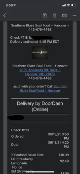 消费者评论 - 食品安全 Southern Blues - Hanover, Annapolis Road, Hanover, MD, USA Food Started feeling nauseous around 11 p... 照片 #4