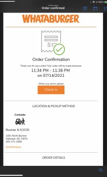 Verbraucherbewertung – Lebensmittelsicherheit Whataburger, North Boomer Road, Stillwater, OK, USA Got curbside delivery late Thursday night around... Foto #1