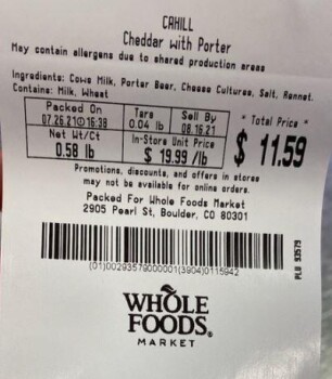 Food Recall Whole Foods Market Cheddar cheese products  - recalled due to potential Listeria Company name: Whole... photo #1