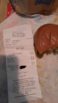 Consumer Review - Food Safety Dairy Queen Grill & Chill, East Market Street, Johnson City, TN, USA Double cheeseburger Only me. I... photo #2