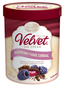 Reclame de Alimentos Velvet Raspberry Fudge Cordial Ice Cream - recalled due to undeclared peanuts Company name: Velvet I... foto #1