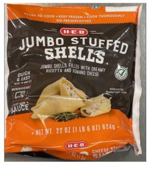 Reclame de Alimentos H-E-B Jumbo Stuffed Shells - recalled due to presence of foreign material Company name: SEVIROLI FOO... foto #1