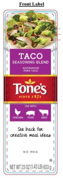 Food Recall Tone's Taco Seasoning Blend  - recalled due to Uundeclared wheat Company name:   B&G Foods Inc.
Bra... photo #1