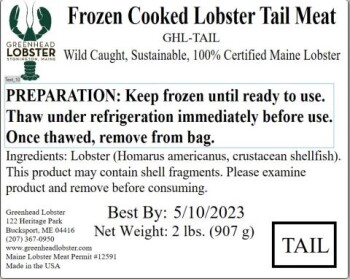 Food Recall Greenhead Frozen cooked lobster meat - recalled due to potential Listeria Greenhead Lobster Products... Foto #8