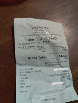 Avis du consommateur - Sécurité alimentaire Seafood, Crab Du Jour Whitehall Cajun Seafood & Bar, South Tryon Street, Charlotte, NC, USA I went O... photo #2