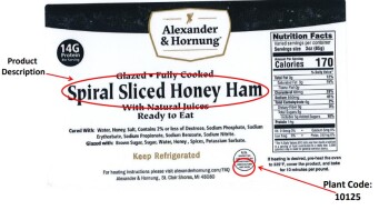 食品召回 Alexander & Hornung fully cooked ham & pepperoni products- recalled due to listeria *Update* Decembe... 照片 #1