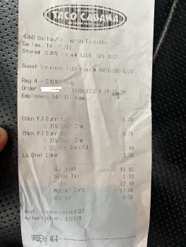 Avis du consommateur - Sécurité alimentaire Taco Cabana, Dallas Fort Worth Turnpike, Dallas, TX, USA My girlfriend and I bought 2 chicken fajita... photo #2