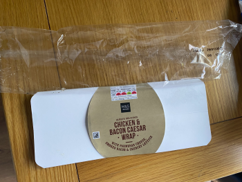 Consumer Review - Food Safety M&S Simply Food, M4, Quarry Wood, Aylesford, UK Brought a chicken and bacon wrap, shortly after I ha... photo #2