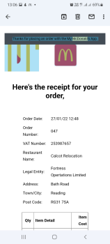 Verbraucherbewertung – Lebensmittelsicherheit McDonald's, Bath Road, Calcot, Reading, UK Thursday last week, Just me, felt nauseous about 4 or 5 h... Foto #1