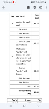 Verbraucherbewertung – Lebensmittelsicherheit McDonald's, Bath Road, Calcot, Reading, UK Thursday last week, Just me, felt nauseous about 4 or 5 h... Foto #2