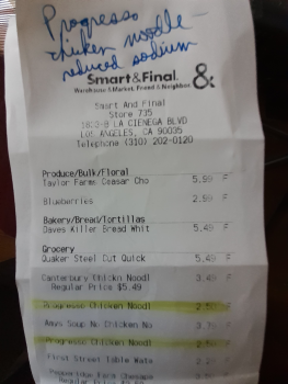 Consumer Review - Food Safety Reduced Sodium Roasted Chicken Noodle, Smart & Final Extra!, South La Cienega Boulevard, Los Angeles... photo #2
