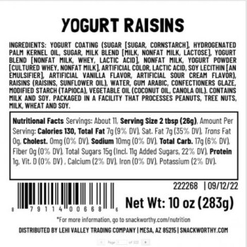 Reclame de Alimentos Lehi Valley Trading Company Yogurt Raisins - recalled due to undeclared peanuts In cooperation with... foto #2