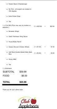 Consumer Review - Food Safety Applebee's Grill + Bar, Devine Street, Columbia, SC, USA Picked up carry out dinner from here yester... photo #1