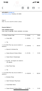 Consumer Review - Food Safety Applebee's Grill + Bar, Devine Street, Columbia, SC, USA Picked up carry out dinner from here yester... photo #2