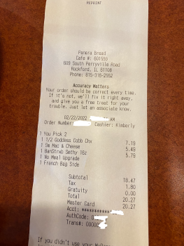 Consumer Review - Food Safety Panera Bread, South Perryville Road, Rockford, IL, USA I ate a chicken salad on Tuesday along with a... photo #2