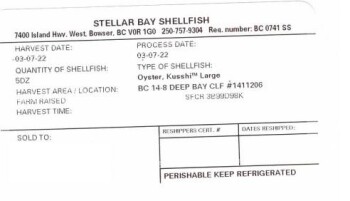 Reclame de Alimentos Stellar Bay Shellfish Oysters - recalled due to norovirus Stellar Bay Shellfish is recalling certain... foto #1