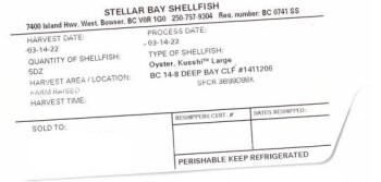 Reclame de Alimentos Stellar Bay Shellfish Oysters - recalled due to norovirus Stellar Bay Shellfish is recalling certain... foto #3