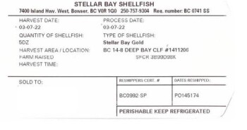 Reclame de Alimentos Stellar Bay Shellfish Oysters - recalled due to norovirus Stellar Bay Shellfish is recalling certain... foto #4