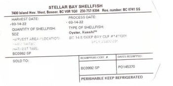 Reclame de Alimentos Stellar Bay Shellfish Oysters - recalled due to norovirus Stellar Bay Shellfish is recalling certain... foto #7