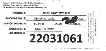 Reclame de Alimentos Pacific Rim Shellfish (2003) Corp Oysters - recalled due to Norovirus Pacific Rim Shellfish (2003) C... foto #1