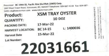 Reclame de Alimentos Pacific Rim Shellfish (2003) Corp Oysters - recalled due to Norovirus Pacific Rim Shellfish (2003) C... foto #2