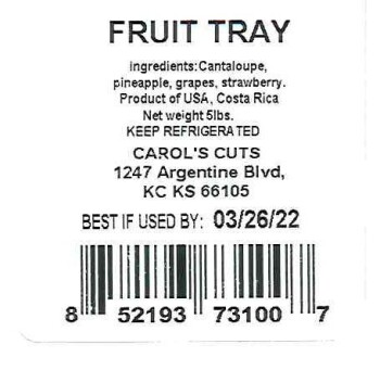 Food Recall Carol's Cuts Fruit Trays Containing Cantaloupe - recalled due to Salmonella Liberty Fruit Company, I... photo #1