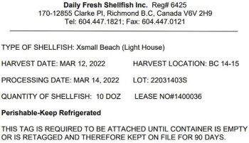 Food Recall Daily Fresh Shellfish Inc. Oysters - recalled due to Norovirus Daily Fresh Shellfish Inc. is recalli... photo #2