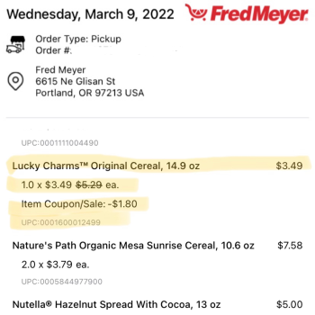 消费者评论 - 食品安全 Fred Meyer, Northeast Glisan Street, Portland, OR, USA Lucky Charms cereal We purchased the box Marc... 照片 #4