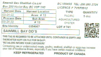 نذكر الطعام Pacific Oysters - recalled due to norovirus Sawmill Bay Shellfish Co. Ltd. is recalling certain Paci... صورة فوتوغرافية #3
