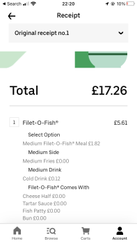 Reseña del consumidor - Seguridad alimentaria McDonald's, Stafford Road, Wolverhampton, UK On Saturday 16th April, I ordered a Mcfillet burger alo... foto #1