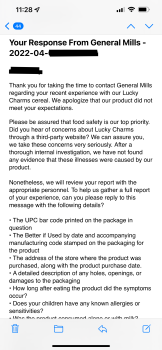Consumer Review - Food Safety Lucky Charms, Theresa, NY, USA My 2 non verbal autistic children are mega fans of lucky charms or as... photo #2