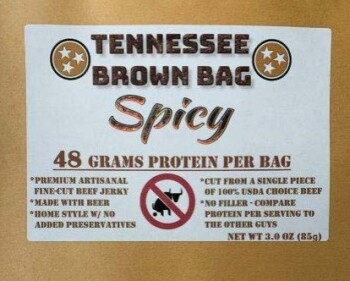 Food Recall TENNESSEE BROWN BAGS beef jerky- recalled due to production without inspection The FSIS announced th... Foto #5