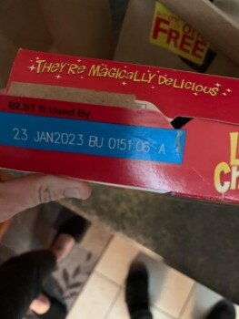 Consumer Review - Food Safety Lucky charms cereal, ACME Markets, High Ridge Road, Stamford, CT, USA April 19th,  Lucky charms cere... photo #1