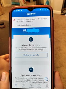 Rapport de sécurité du consommateur Spectrum outage Had a power surge this morning with a loud pop and what sounded like something was b... photo #2