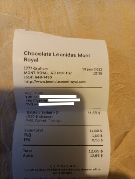 Creme glacee, Chocolats Leonidas Mont Royal, Boulevard Graham, Mont-Royal, QC H3R 1G7, Canada photo #1