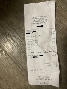 Avis du consommateur - Sécurité alimentaire Burger King, Burgess Road, Southampton, UK Hi, 
I had two Royal Chicken and one crispy chicken on 1... photo #2