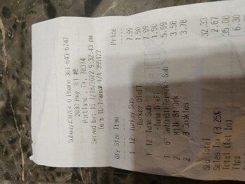 Consumer Review - Food Safety Subway, W US Hwy 181, Portland, TX 78374, USA Today, I purchased a tuna sandwich from here. I ate th... photo #2